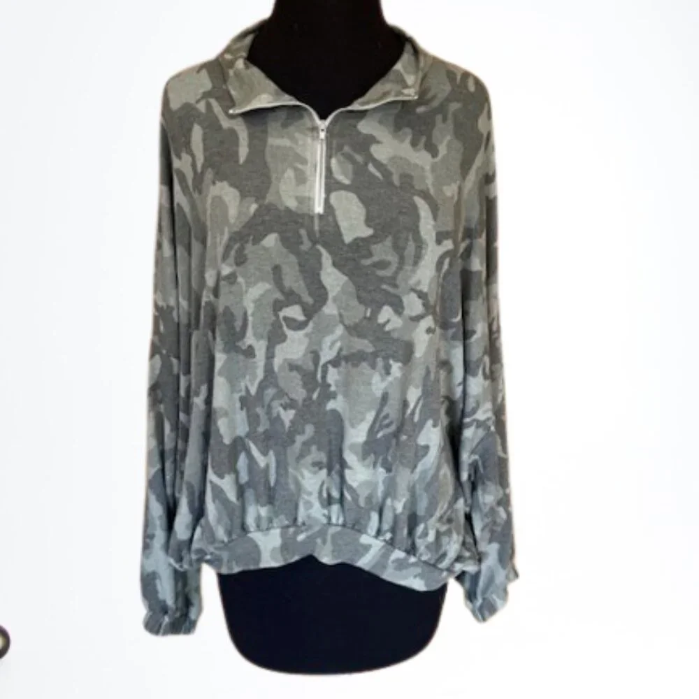 Camo Print Pullover Zip Sweatshirt   8238 - Picture 3 of 10